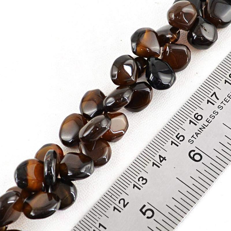 gemsmore:Natural Drilled Brown Onyx Unheated Beads Strand