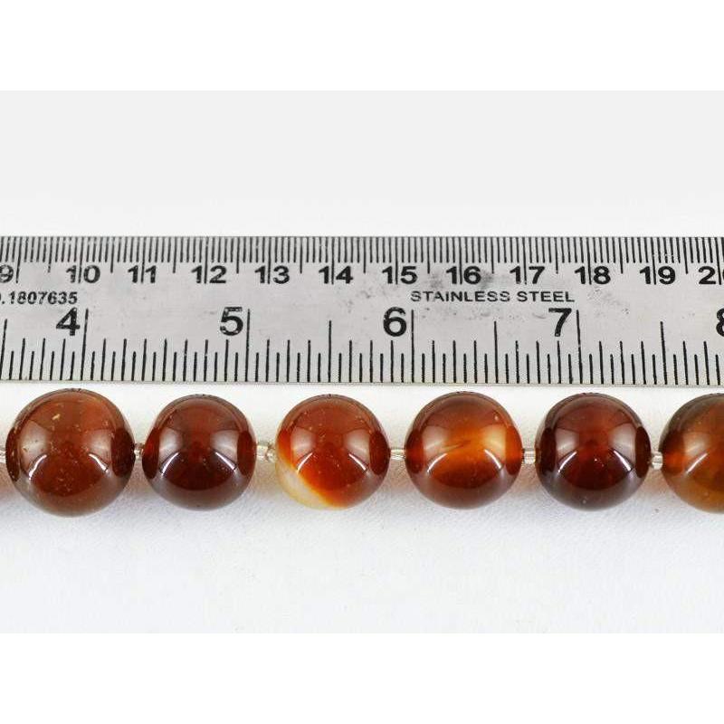 gemsmore:Natural Drilled Brown Onyx Untreated Round Beads Strand
