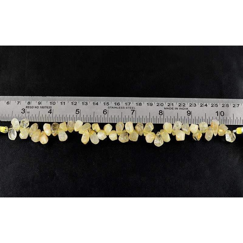 gemsmore:Natural Drilled Golden Rutile Quartz Beads Strand