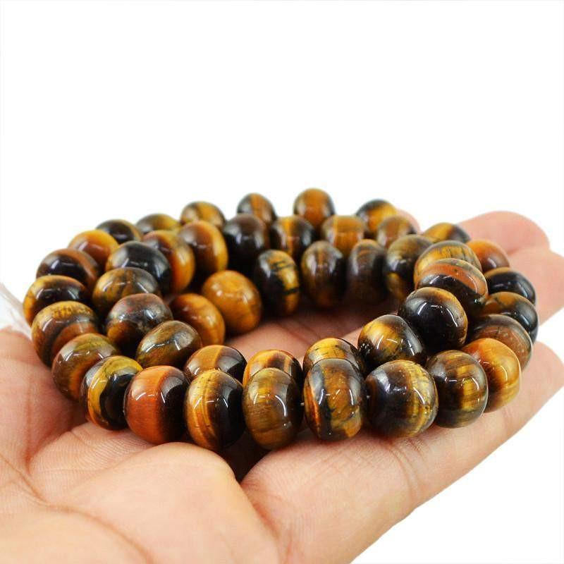 gemsmore:Natural Drilled Golden Tiger Eye Round Beads Strand