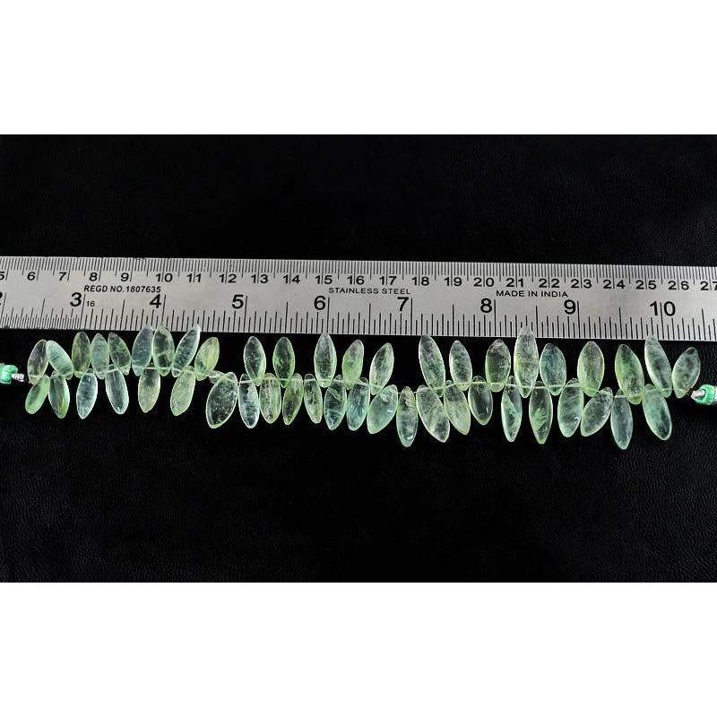 gemsmore:Natural Drilled Green Chalcedony Unheated Beads Strand