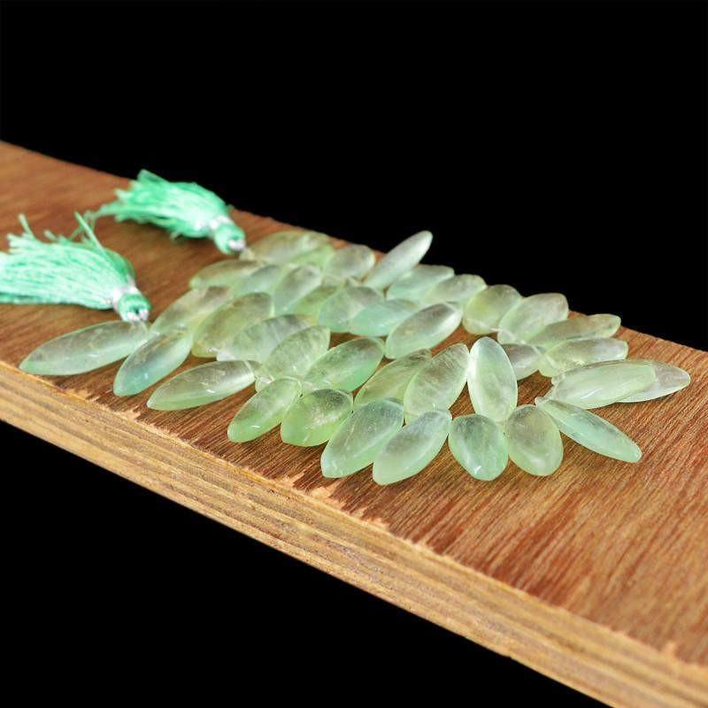 gemsmore:Natural Drilled Green Fluorite Beads Strand