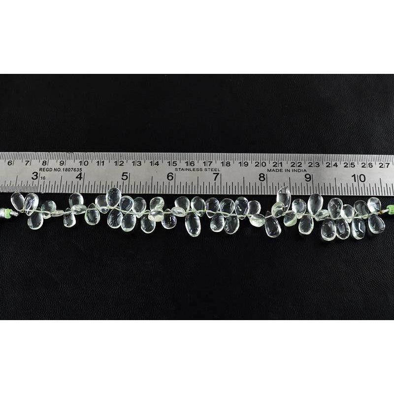 gemsmore:Natural Drilled Green Fluorite Tear Drop Beads Strand