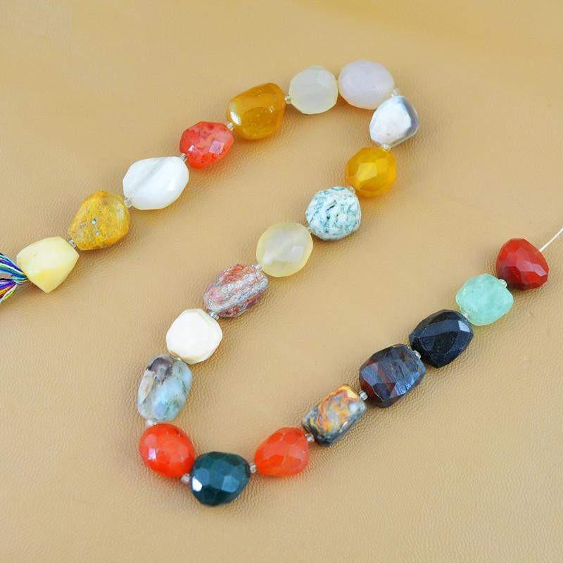 gemsmore:Natural Drilled Onyx & Agate Faceted Beads Strand
