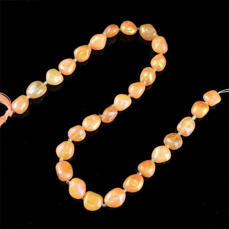 gemsmore:Natural Drilled Orange Coated Onyx Beads Strand
