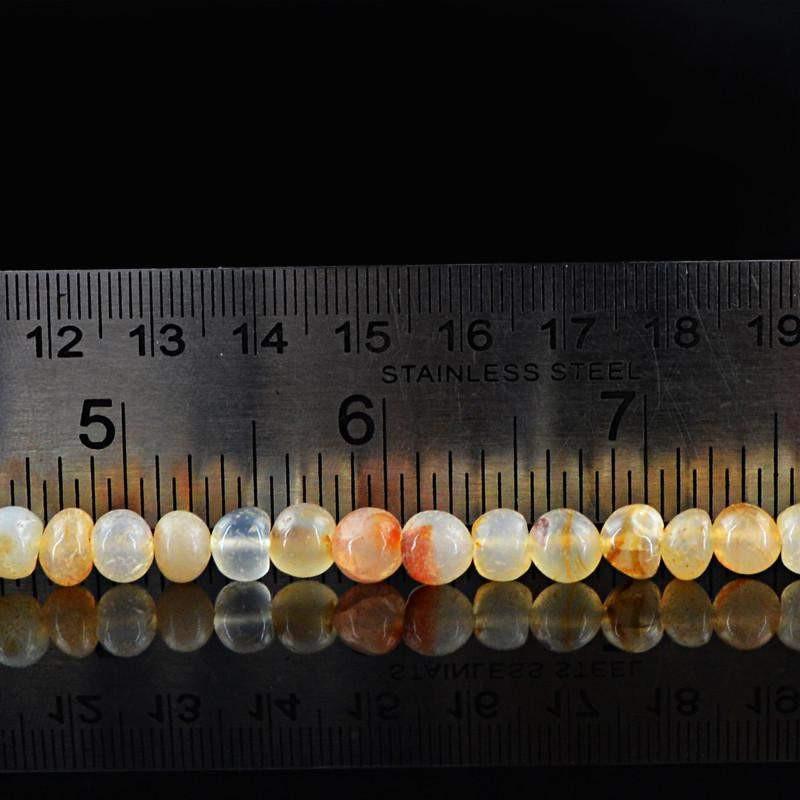 gemsmore:Natural Drilled Orange Onyx Round Beads Strand