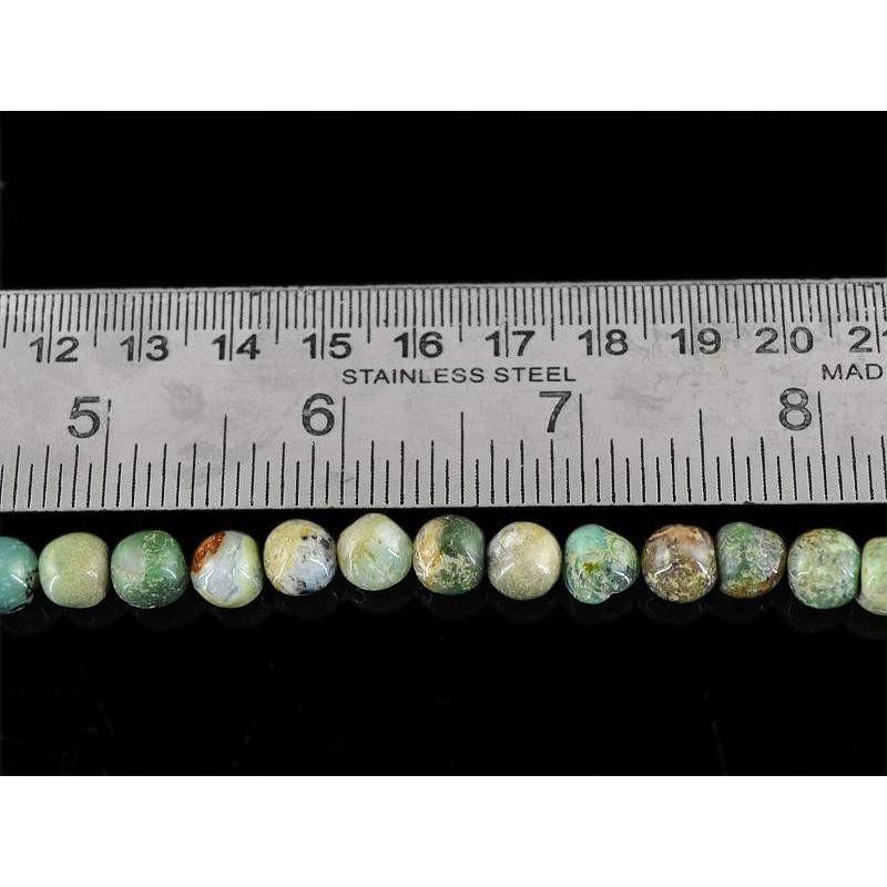 gemsmore:Natural Drilled Peruvian Opal Round Shape Beads Strand
