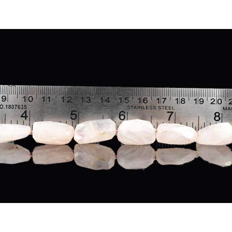 gemsmore:Natural Drilled Pink Rose Quartz Beads Strand
