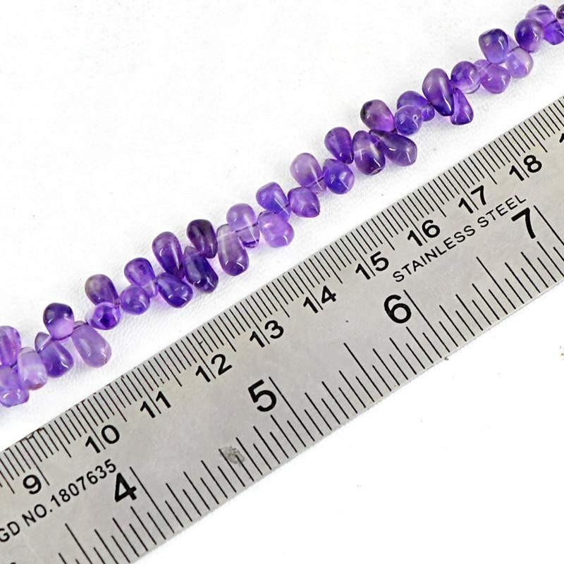 gemsmore:Natural Drilled Purple Amethyst Beads Strand
