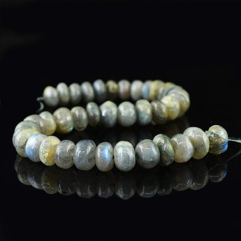 gemsmore:Natural Drilled Round Shape Labradorite Beads Strand