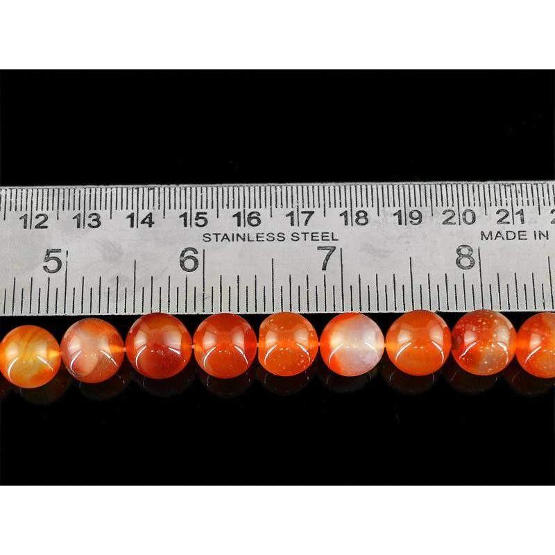 gemsmore:Natural Drilled Round Shape Orange Onyx Beads Strand