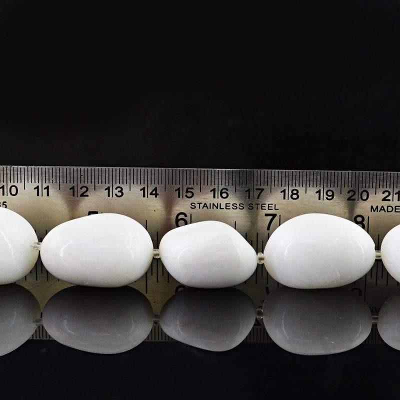 gemsmore:Natural Drilled White Agate Beads Strand