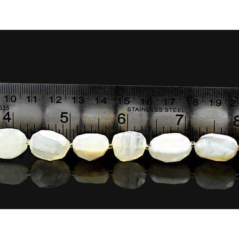 gemsmore:Natural Drilled White Agate Faceted Beads Strand