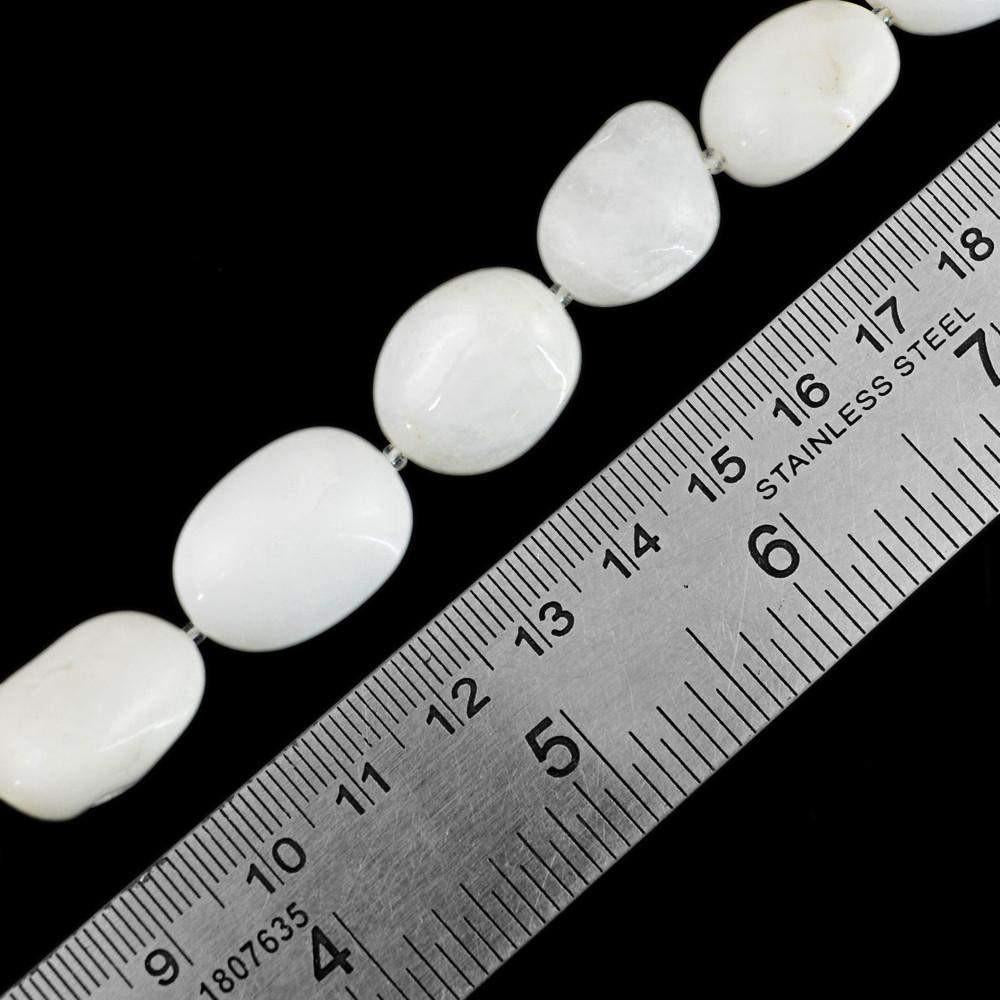 gemsmore:Natural Drilled White Agate Untreated Beads Strand