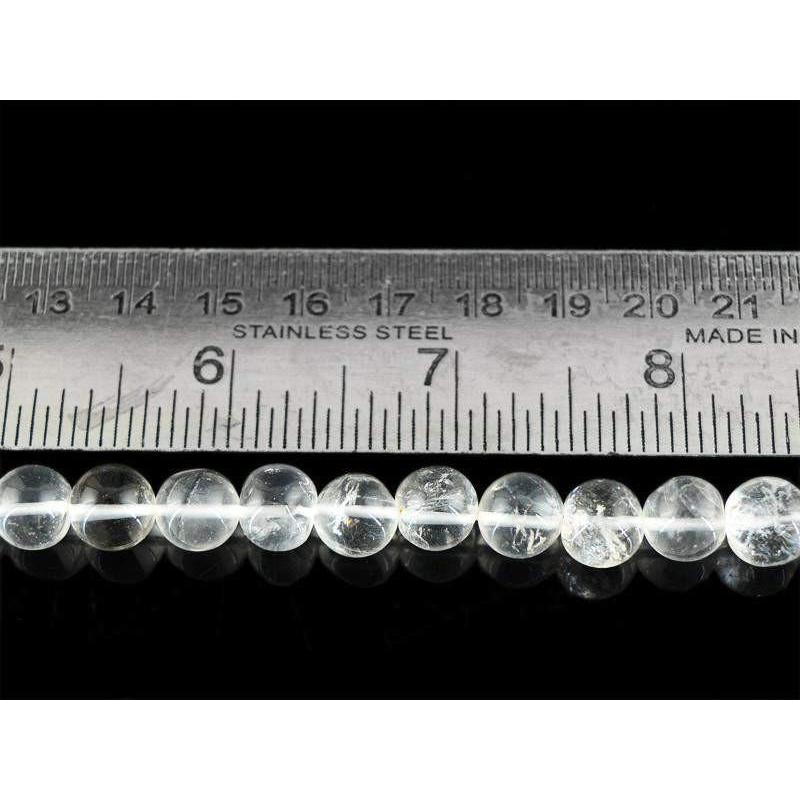 gemsmore:Natural Drilled White Quartz Round Beads Strand