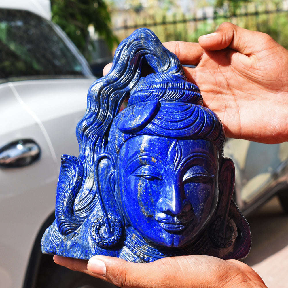 gemsmore:Natural Exclusive Blue Lapis Lazuli Lord Shiva Head