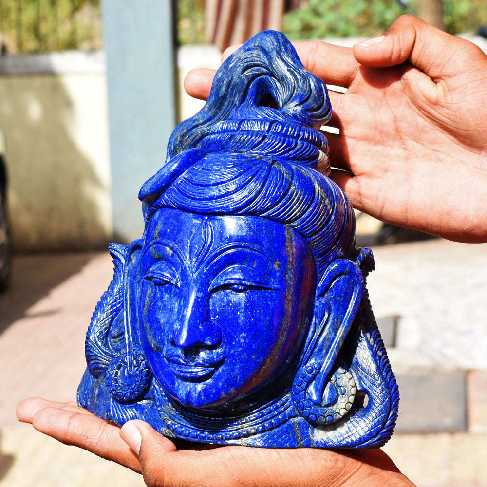 gemsmore:Natural Exclusive Blue Lapis Lazuli Lord Shiva Head