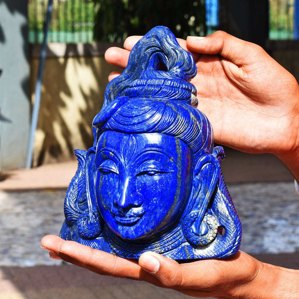 gemsmore:Natural Exclusive Blue Lapis Lazuli Lord Shiva Head