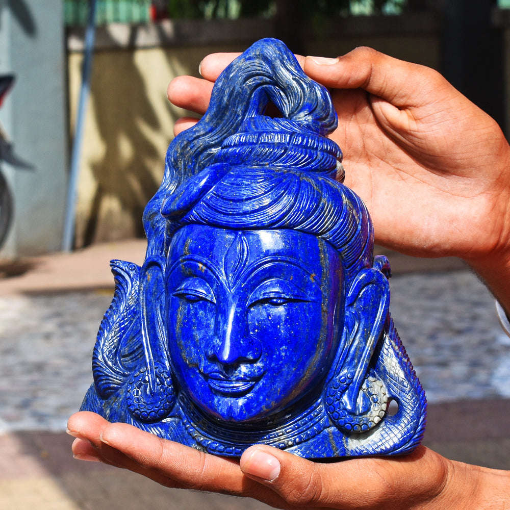 gemsmore:Natural Exclusive Blue Lapis Lazuli Lord Shiva Head