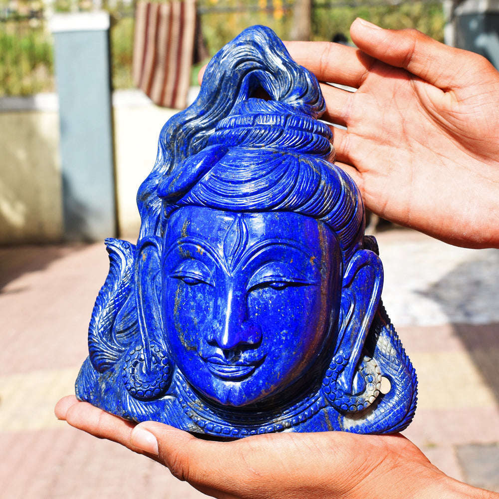 gemsmore:Natural Exclusive Blue Lapis Lazuli Lord Shiva Head