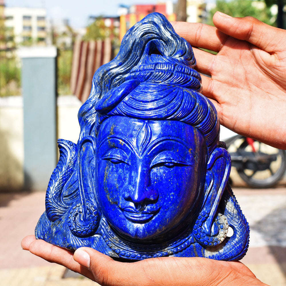 gemsmore:Natural Exclusive Blue Lapis Lazuli Lord Shiva Head