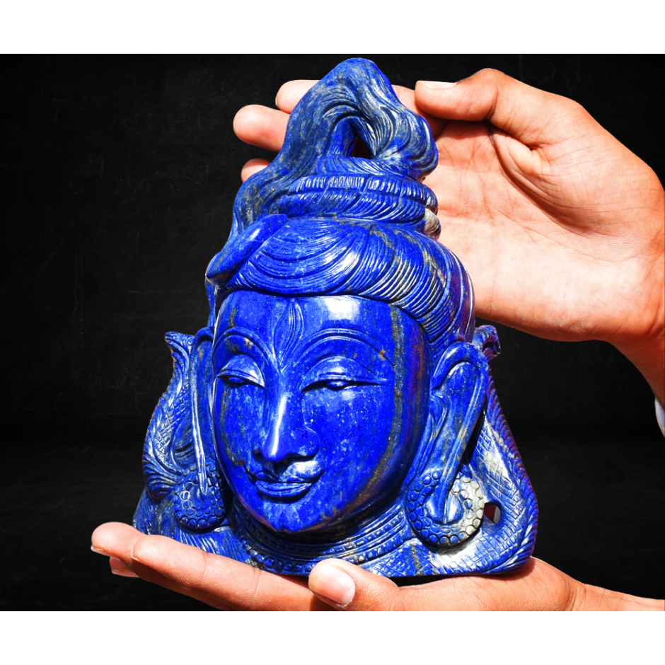 gemsmore:Natural Exclusive Blue Lapis Lazuli Lord Shiva Head