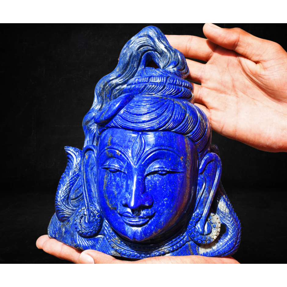 gemsmore:Natural Exclusive Blue Lapis Lazuli Lord Shiva Head