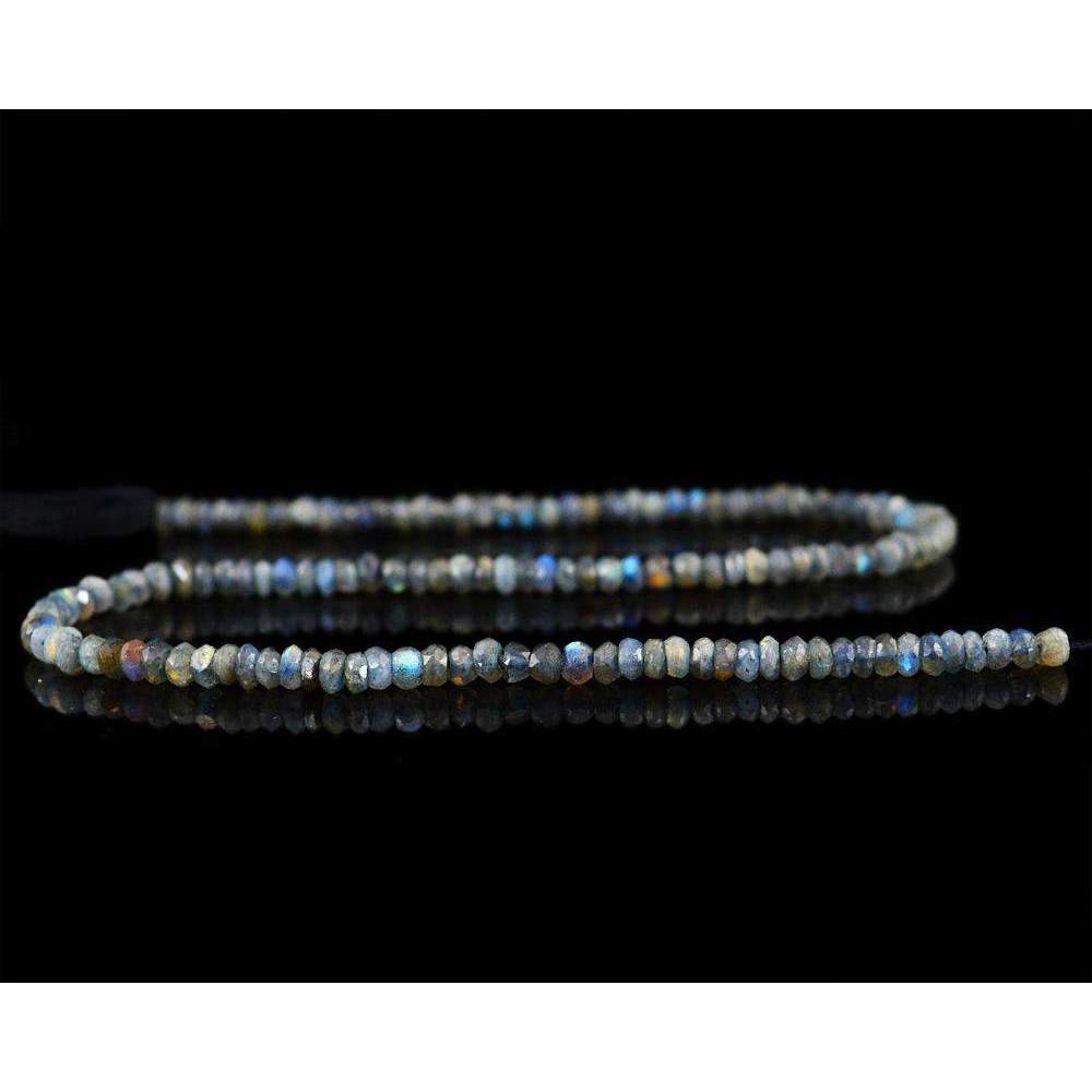 gemsmore:Natural Faceted Blue Flash Labradorite Drilled Beads Strand Round Shape