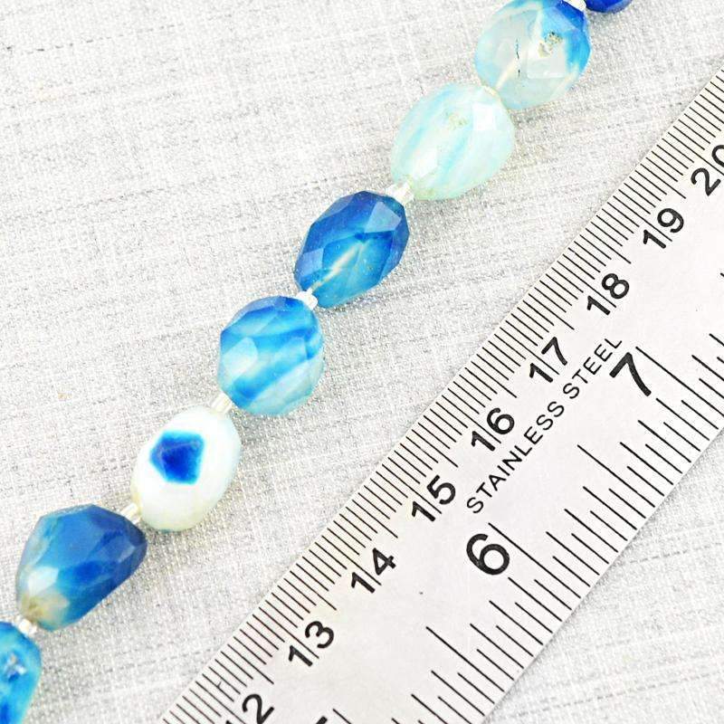gemsmore:Natural Faceted Blue Onyx Drilled Beads Strand