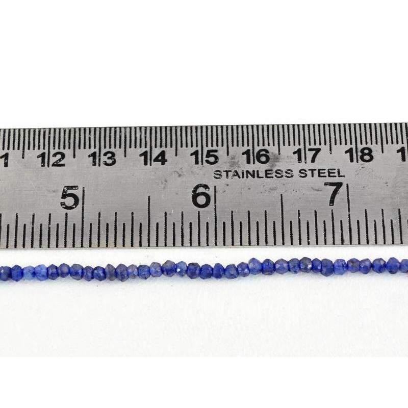 gemsmore:Natural Faceted Blue Tanzanite Beads Strand Round Shape Drilled
