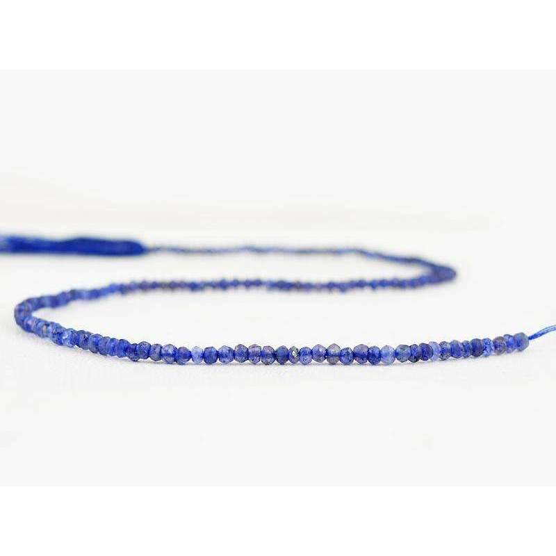 gemsmore:Natural Faceted Blue Tanzanite Beads Strand Round Shape Drilled