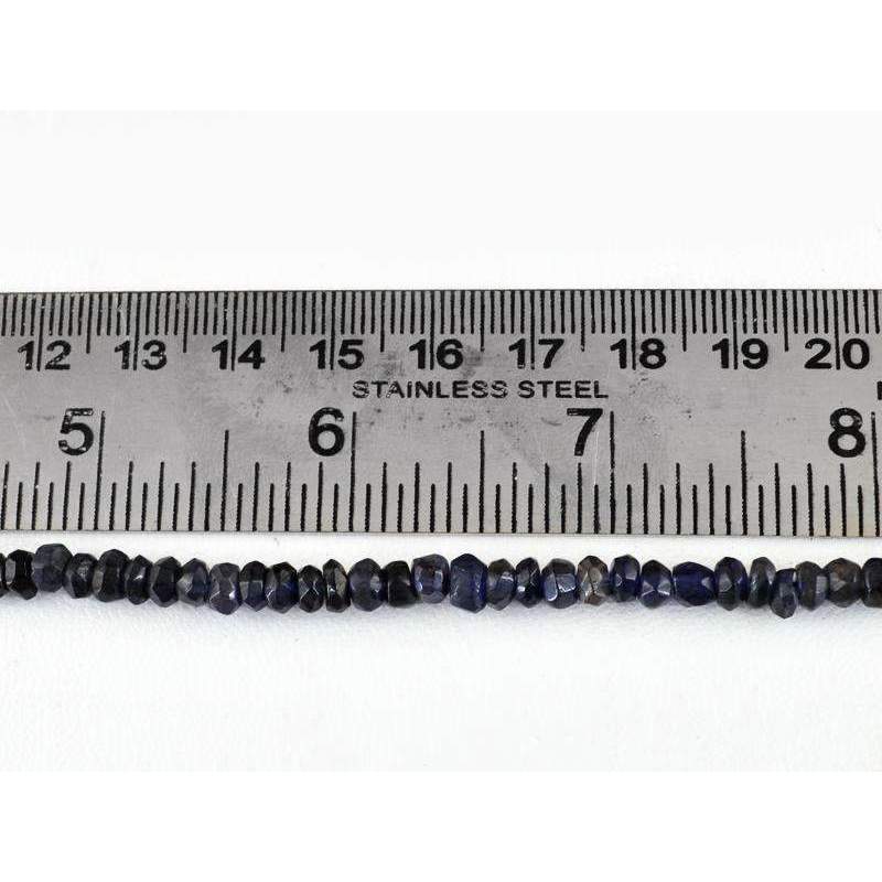 gemsmore:Natural Faceted Blue Tanzanite Beads Strand Round Shape Drilled