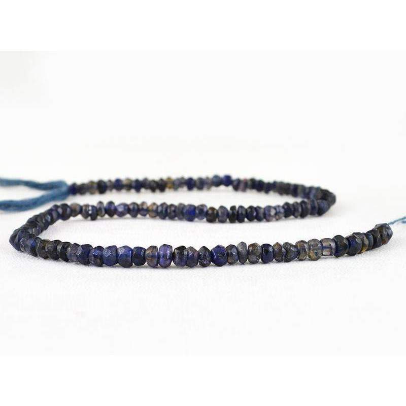 gemsmore:Natural Faceted Blue Tanzanite Beads Strand Round Shape Drilled