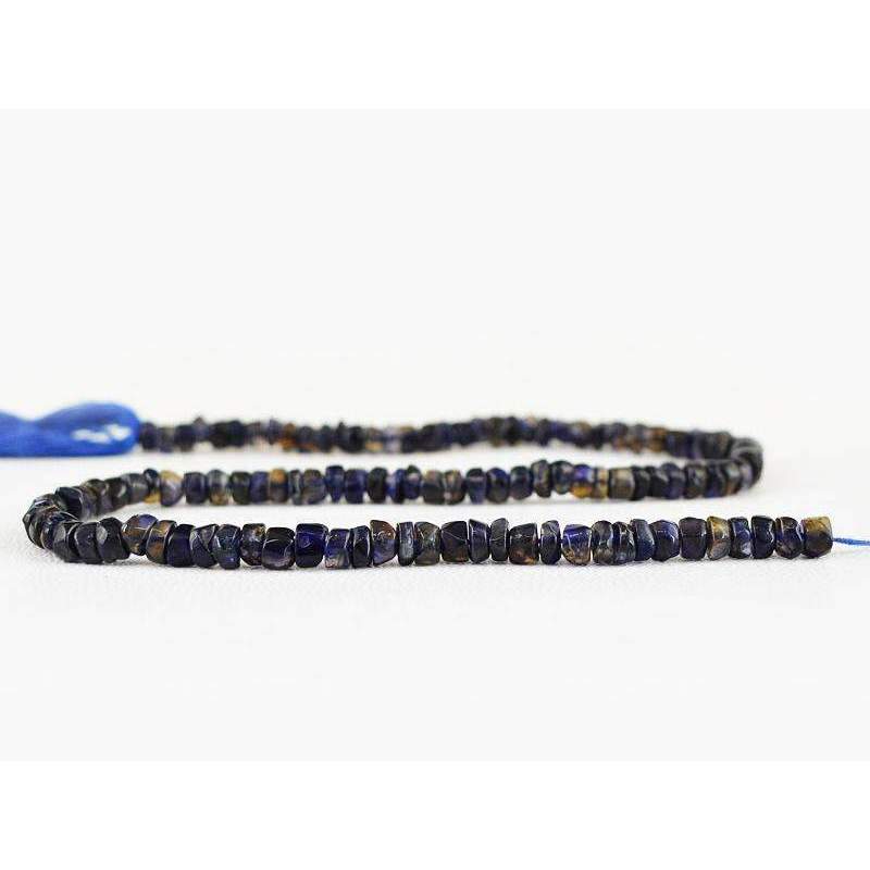 gemsmore:Natural Faceted Blue Tanzanite Beads Strand Round Shape Drilled