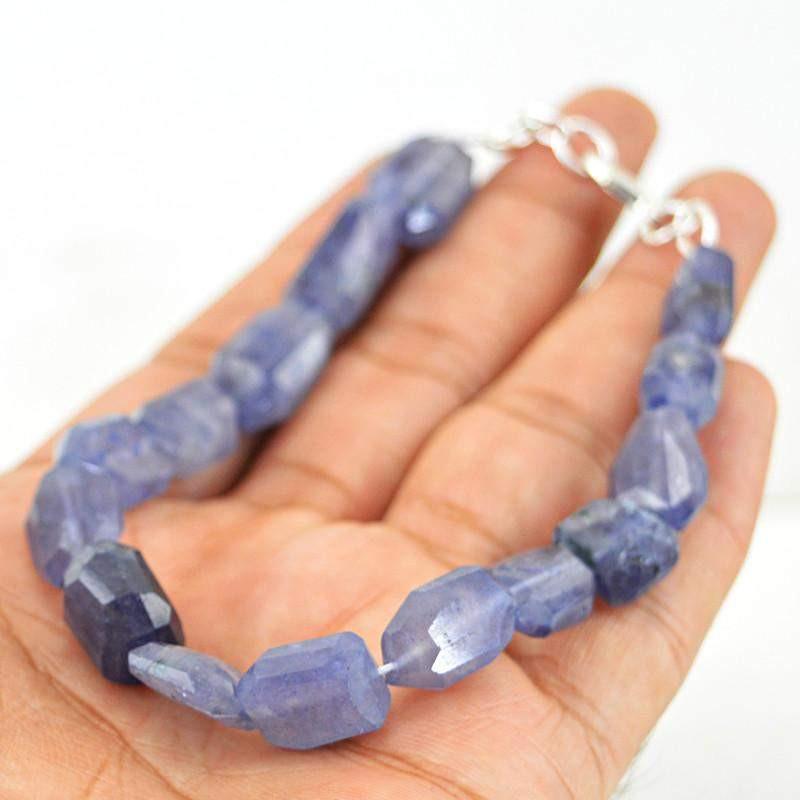 gemsmore:Natural Faceted Blue Tanzanite Bracelet Untreated Beads
