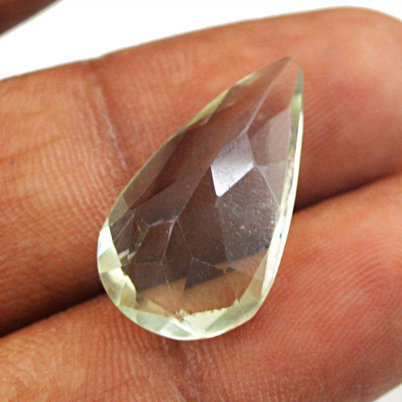 gemsmore:Natural Faceted Green Amethyst Pear Shape Loose Gemstone