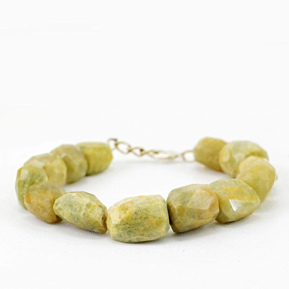gemsmore:Natural Faceted Green Aventurine Bracelet Untreated Beads