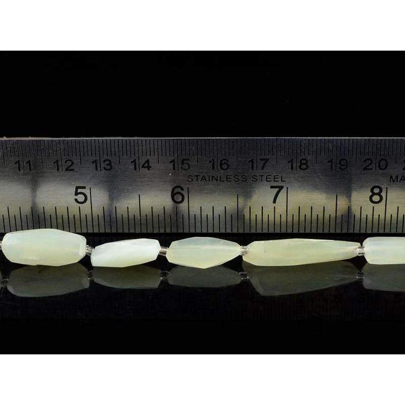 gemsmore:Natural Faceted Green Chalcedony Drilled Beads Strand