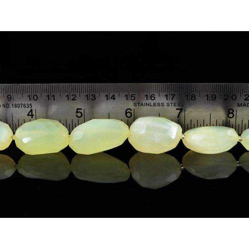gemsmore:Natural Faceted Green Chalcedony Strand Drilled Beads