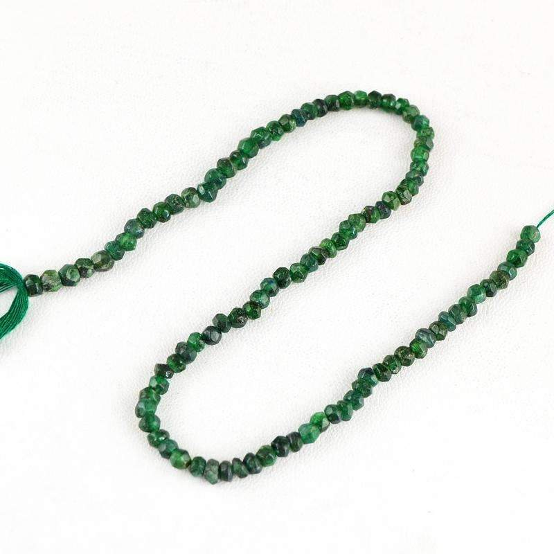 gemsmore:Natural Faceted Green Jade Drilled Beads Strand Round Shape