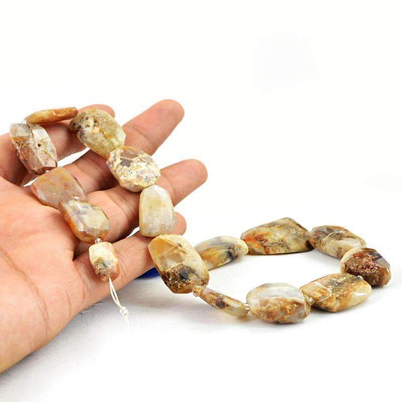 gemsmore:Natural Faceted Indian Opal Drilled Beads Strand