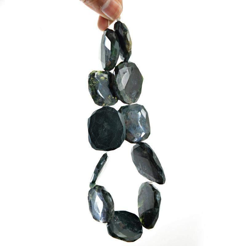 gemsmore:Natural Faceted Moss Agate Drilled Beads Strand