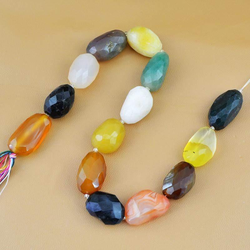 gemsmore:Natural Faceted Multicolor Onyx Drilled Beads Strand