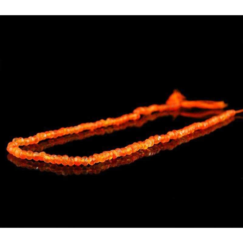 gemsmore:Natural Faceted Orange Carnelian Beads Strand Round Shape Drilled