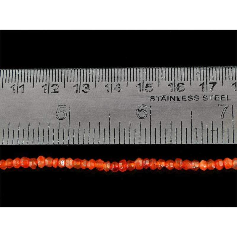 gemsmore:Natural Faceted Orange Carnelian Drilled Beads Strand Round Shape