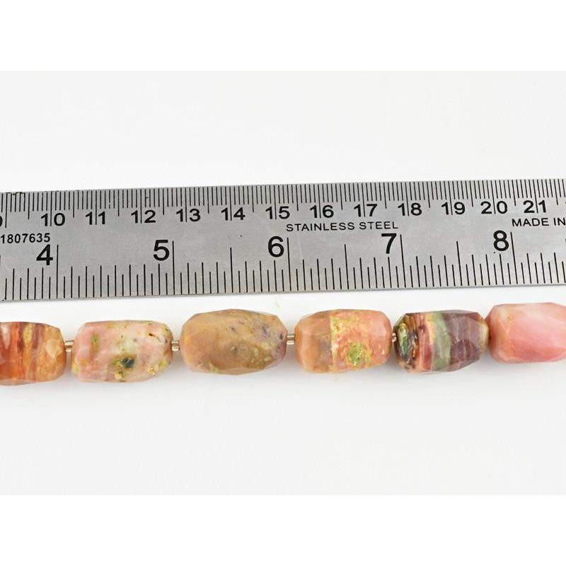 gemsmore:Natural Faceted Pink Australian Opal Beads Strand