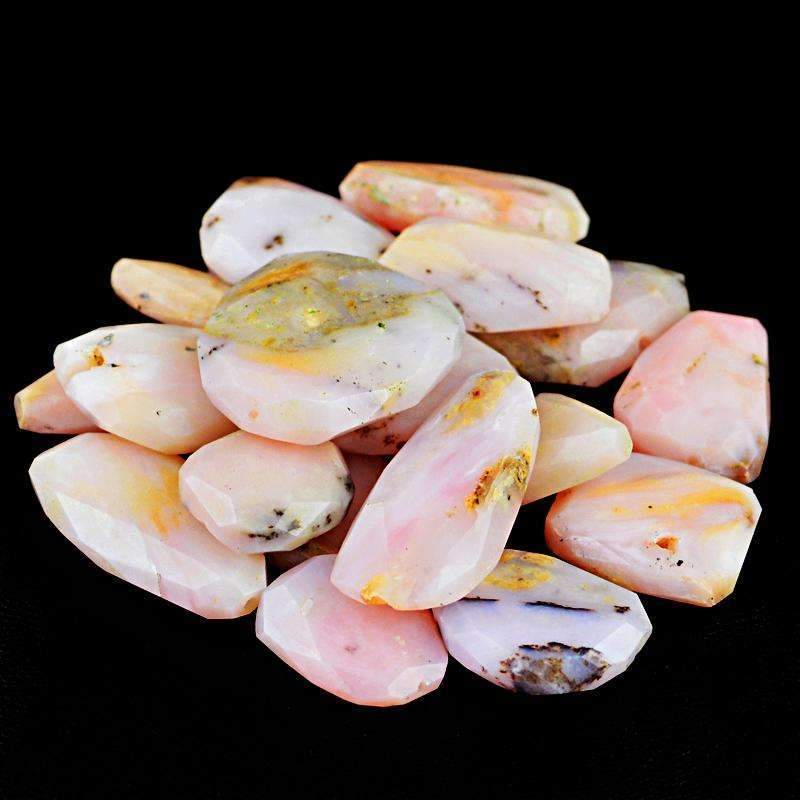 gemsmore:Natural Faceted Pink Australian Opal Drilled Beads Lot
