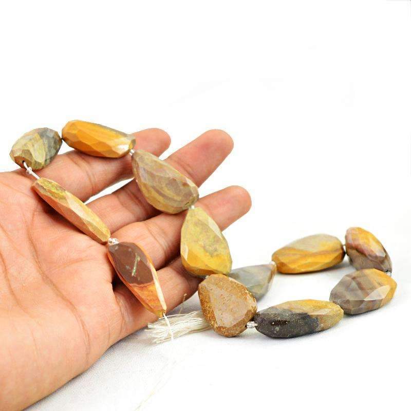 gemsmore:Natural Faceted Polygram Jasper Drilled Beads Strand