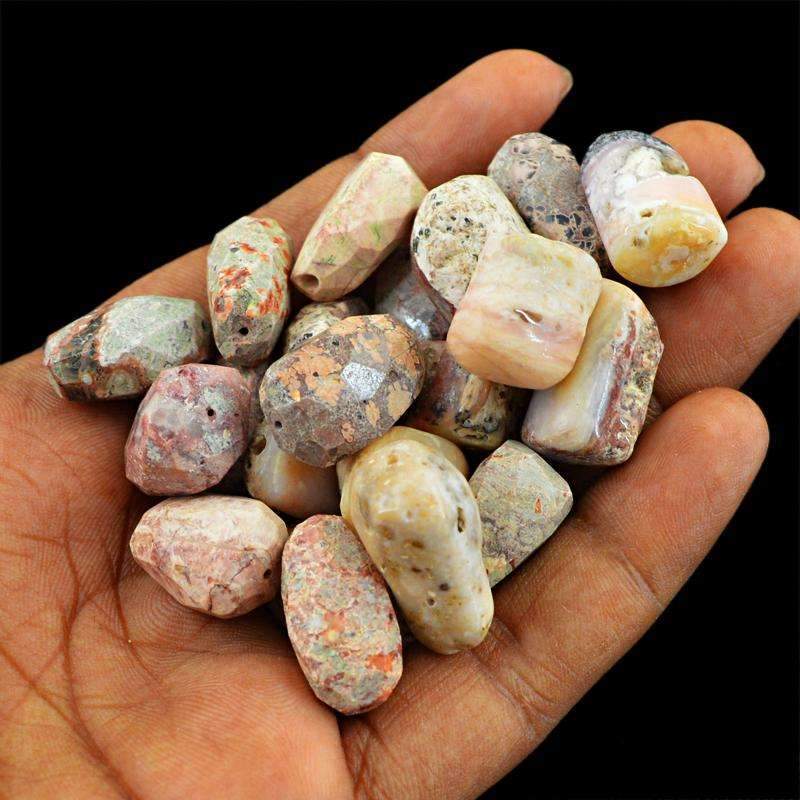 gemsmore:Natural Faceted Poppy Jasper Drilled Beads Lot