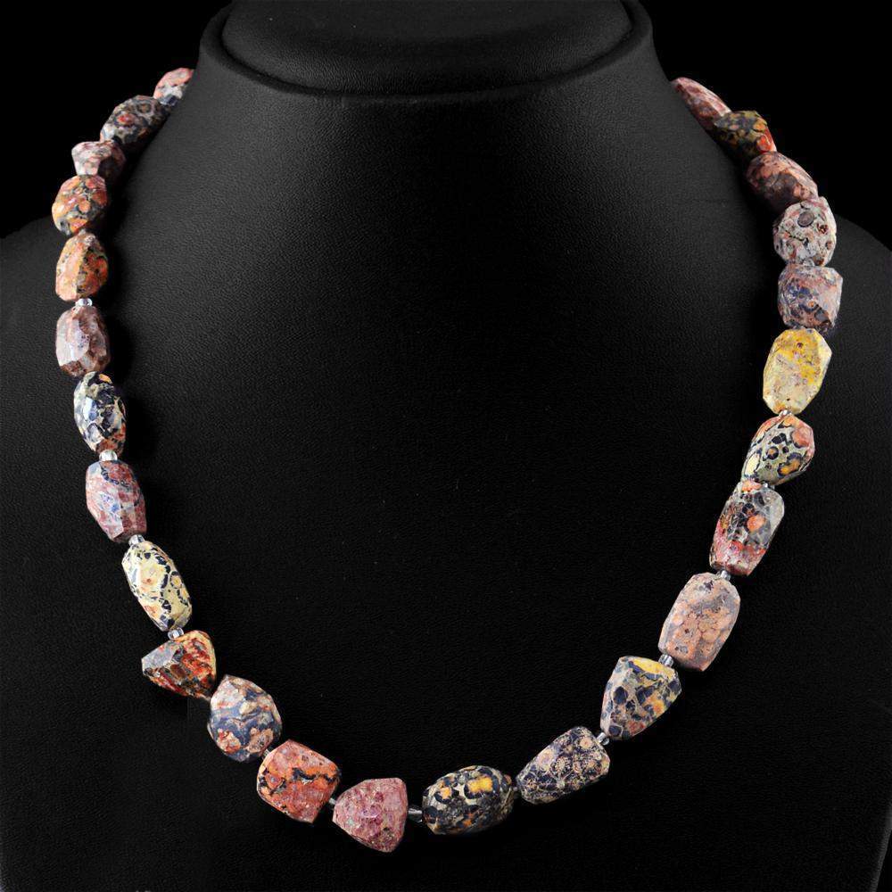 gemsmore:Natural Faceted Poppy Jasper Untreated Beads Necklace